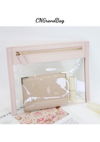 Saffiano Pembe 1 Stil 25.5X19CM Kişiselleştirilmiş Timsah Derisi Kadın Seyahat Makyaj Çantaları Temizle Tpu Seyahat Yıkama Çantası Küçük Pvc Kese Debriyaj Çantası (Yurt Dışından) indirimleri
