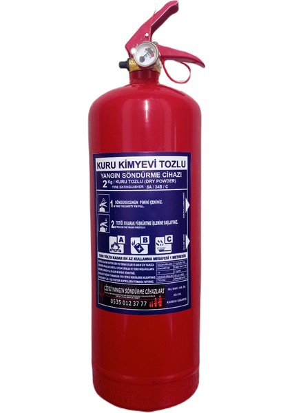 Full Fire 2.kg Abc Kuru Kimyevi Tozlu Yangın Söndürme Cihazı