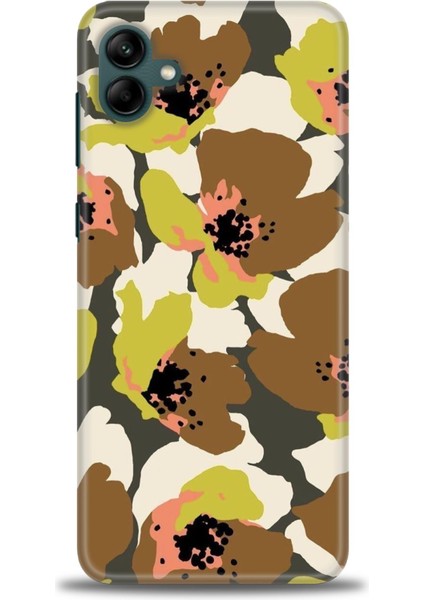 Samsung Galaxy A04 Kılıf Hd Baskılı - Yeşil Kahve Çiçekler