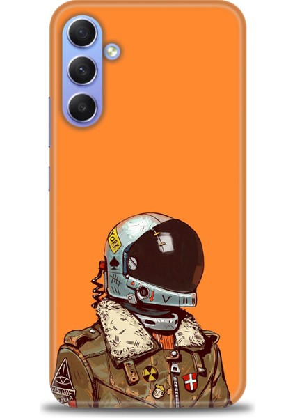 Samsung Galaxy S24 Kılıf Hd Baskılı - Turuncu Astronot