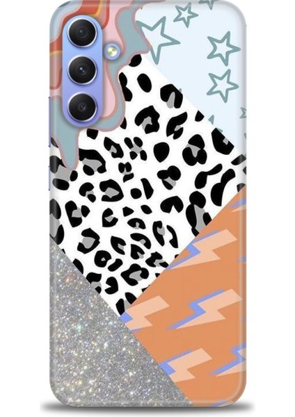 Samsung Galaxy A34 Kılıf Hd Baskılı - Leopar ve Şimşekler