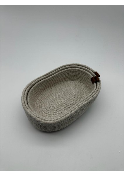 Jüt 3'lü Oval Organizer Ekru 29 cm