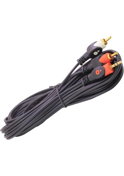 Powermaster 2rca 3.5mm Stereo Erkek Kablo 5 Metre Renkli Rca Kablo Aux Kablo Ses Kablosu