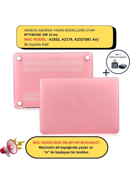 Macbook Air M1 Kılıf 13 inç A1932 A2179 A2337 ile Uyumlu Mat