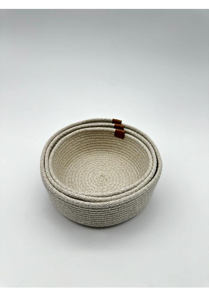 Jüt 3'lü Yuvarlak Organizer Ekru 24 cm