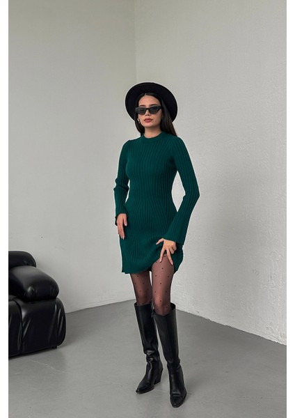 Standart Bedenli Fitilli Pamuklu Triko Süper Mini Elbise