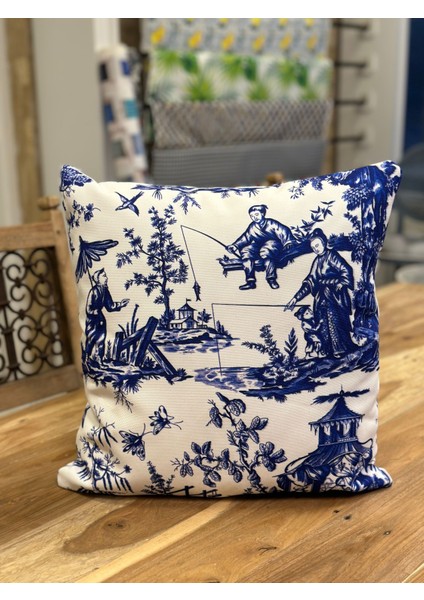 Mavi Renk Fransız Köylüler Kırlent Kılıfı