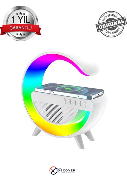 Bluetooth Hoparlör 15W Kablosuz Wireless Şarj Rgb Masa Gece Lambası Radyo Müzik Çalar AG-2301