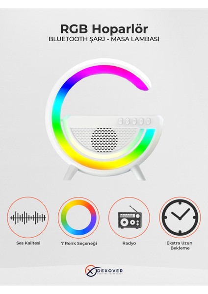 Bluetooth Hoparlör 15W Kablosuz Wireless Şarj Rgb Masa Gece Lambası Radyo Müzik Çalar AG-2301