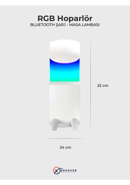 Bluetooth Hoparlör 15W Kablosuz Wireless Şarj Rgb Masa Gece Lambası Radyo Müzik Çalar AG-2301