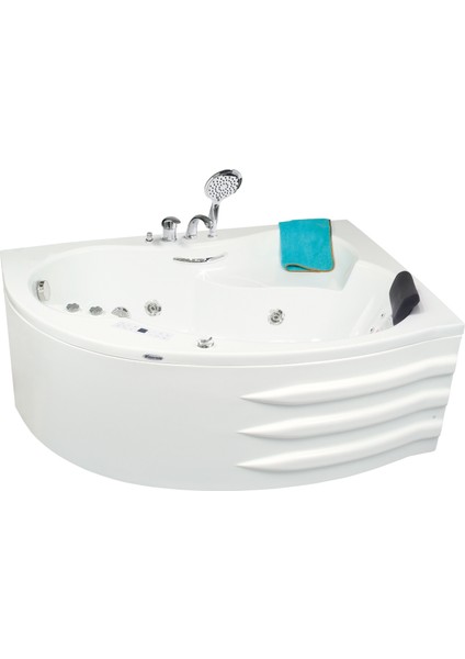 Queen Oturmalı Yarı Oval Jakuzi 150x100x70, h55 Comfort Hidromasaj Sistemli Küvet (Gövde + Metal ayak + Ön panel)