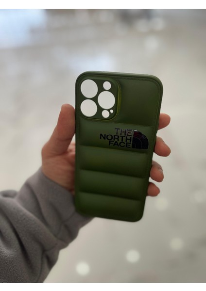 Apple iPhone 13 Pro Max Uyumlu Şişme Puffer Silikon Kılıf The North Face Baskılı modelleri