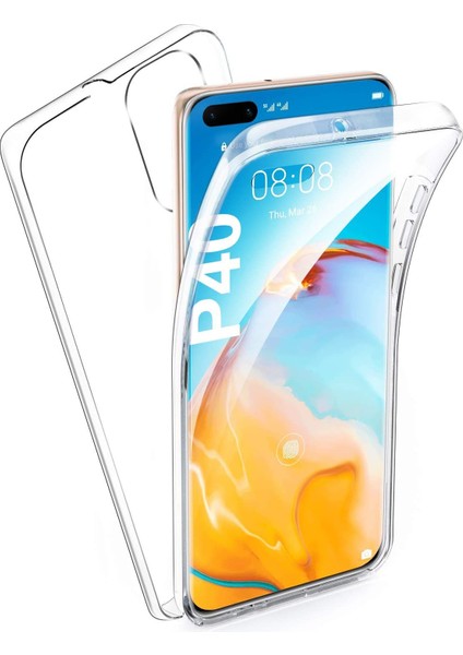 Huawei P40 360 Derece Kılıf Full Tam Koruma Ön Arka Şeffaf Kılıf