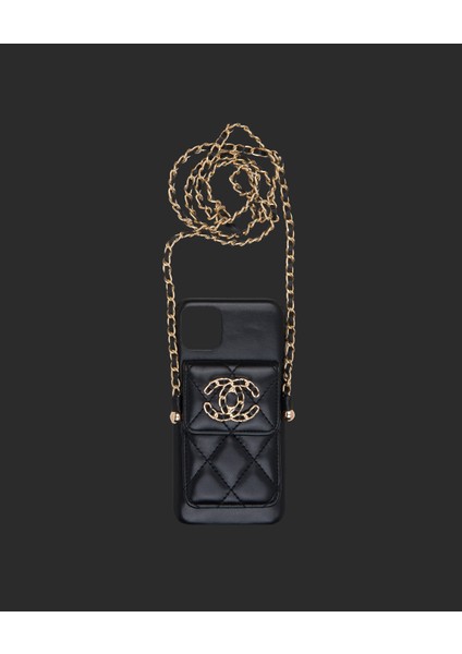 Siyah Çantalı Askılı Telefon Kılıfı - DK078 - iPhone 15 Pro