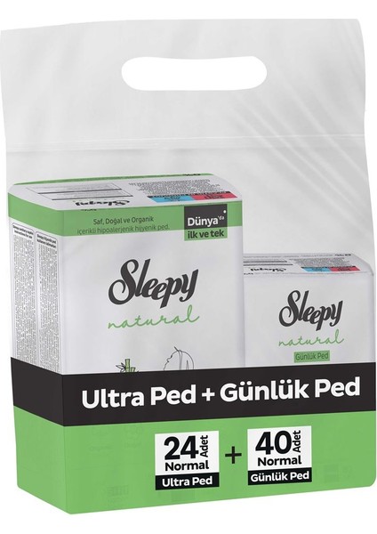 Ekonomik Ikili Paket (Natural Ultra Hassas Hijyenik Ped Normal 24'Lü + Günlük Ped Normal 40'Lı) fiyatları