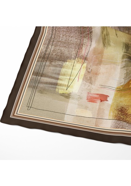 Ipek Twill Soyut Yağlı Boya Tablo Bordo Kadın Eşarp
