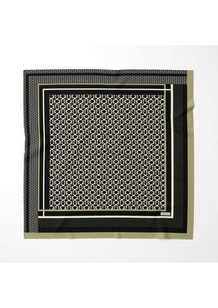Ipek Twill Zincir Desen Karamel Kadın Eşarp