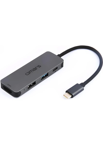 4 Port Usb-C Hub 4K HDMI Video Transferi USB 3.1 Pd Usb-A ve Type-C Hub Çoklayıcı Adaptör