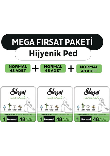 Natural Ultra Hassas Hijyenik Ped Mega Fırsat Paketi Normal 144 Adet