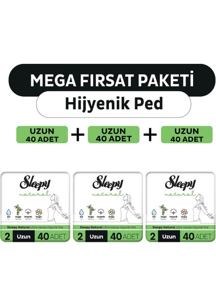 Natural Ultra Hassas Hijyenik Ped Mega Fırsat Paketi Uzun 120 Adet