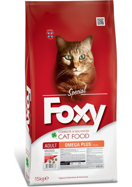 Tam ve Dengeli Omega Plus Balıklı Yetişkin Kedi Maması 15KG