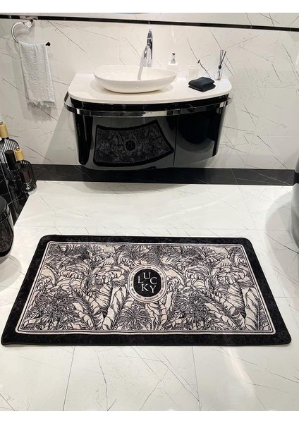 Tekli Çiçek Desenli Parsley Model Lateks Taban Banyo Paspas 60x100