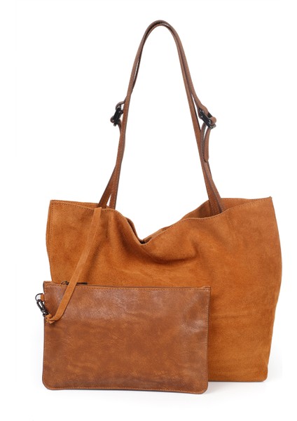 Süet Deri Çift Saplı Geniş Kadın Omuz Çantası YC012035HSD modelleri