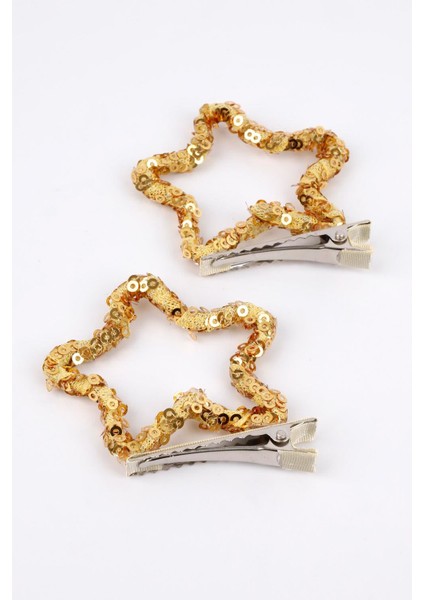 Altın Payetli Yıldız İkili Kız Çocuk Klips Toka fiyatları