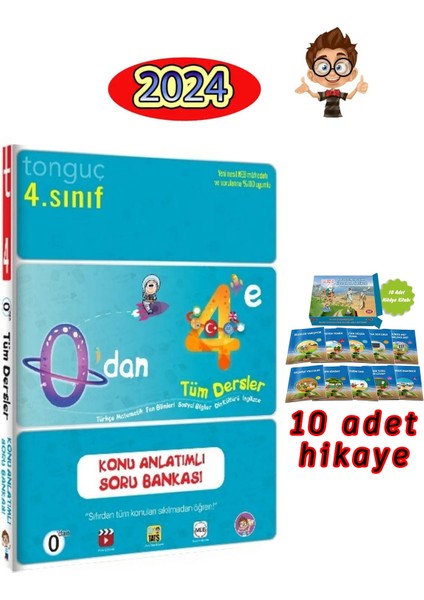 Tonguç Akademi 0'dan 4'e Konu Anlatımlı Soru Bankası - Nasrettin Hoca 10'lu Hikaye Seti