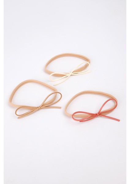 Ekru-Bej-Gülkuru Deri Fiyonk 3'lü Kız Çocuk Saç Bandı Set fiyatları