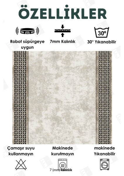 Kesme Yolluk Makinede Yıkanabilir Kaymaz Taban Leke Tutmaz Mutfak Halısı Salon Yolluk Kemik