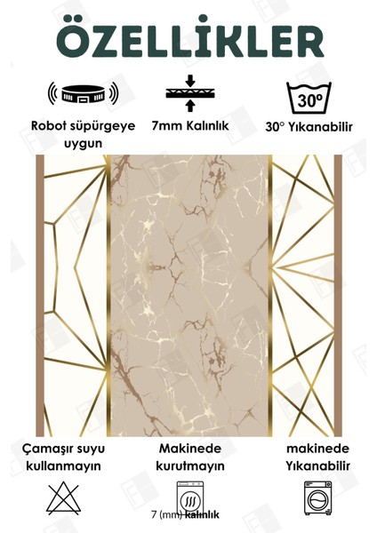 Kesme Yolluk Makinede Yıkanabilir Kaymaz Taban Leke Tutmaz Mutfak Halısı Salon Yolluk Altın-Bej fiyatları