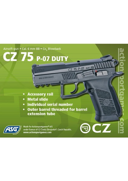 CZ75 P07 Duty Siyah Blowback Airsoft Tabanca modelleri