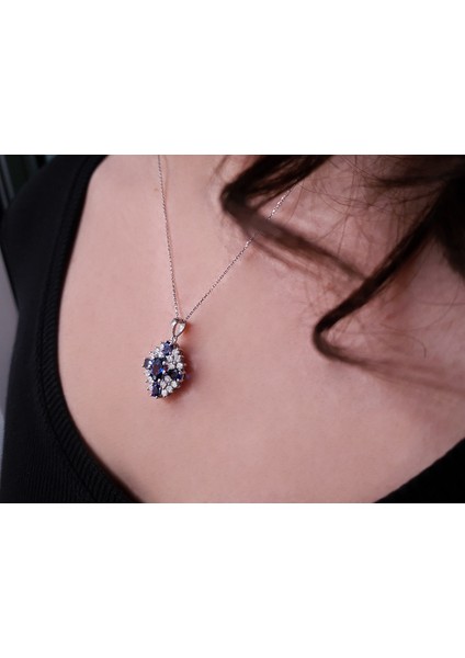 Safir ve Pırlanta Taşlı Göz Nuru Kolye 0404P0159 modelleri
