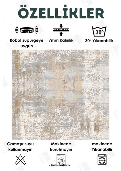 Kesme Halı Makinede Yıkanabilir Kaymaz Taban Leke Tutmaz Mutfak Halı Salon Yolluk Bej