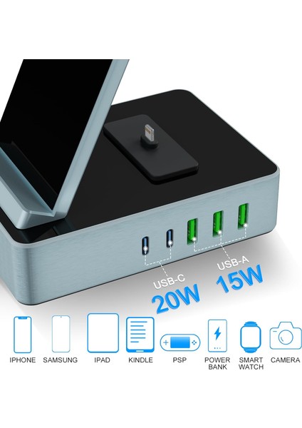 8'i 1 Arada 100W Alüminyum Alaşımlı Şarj Istasyonu - Mavi