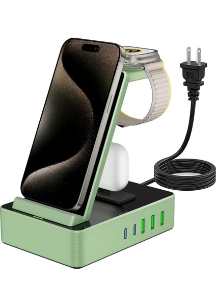 8'i 1 Arada 100W Alüminyum Alaşımlı Şarj Istasyonu - Yeşil