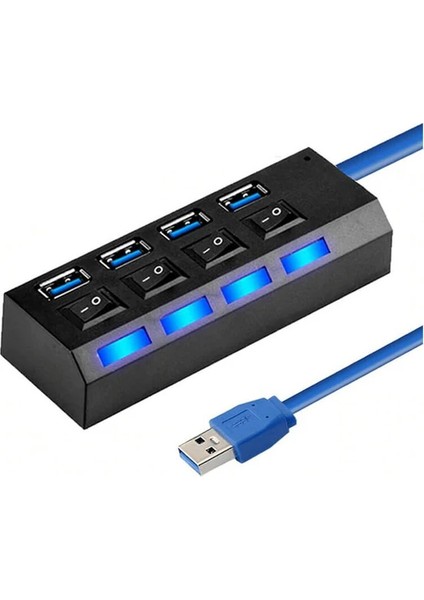 4 Port USB 3.0 Çoklayıcı Hub Ledli On/off Anahtarlı