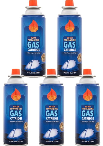 5 Li Gaz Kartuşu Set Beşli Pürmüz Gazı 5 Adet 227 gr Kamp Gazı Bütan Propan Gaz Kartuşu 227GR