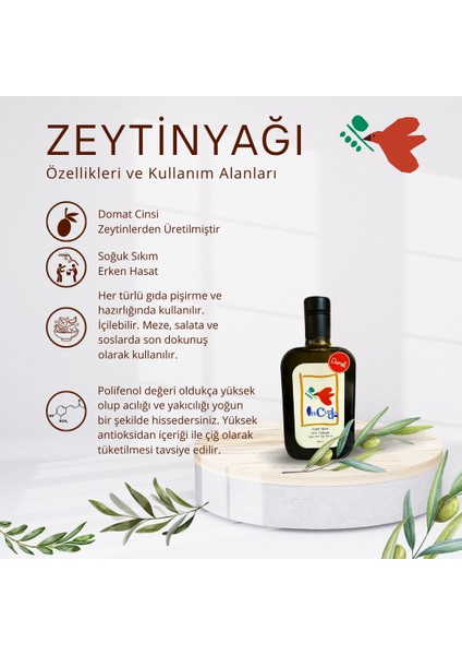 Yeni Hasat OnCunda Erken Hasat Naturel Sızma Zeytinyağı Domat 500 ml (Hasat Dönemi Ekim 2024)