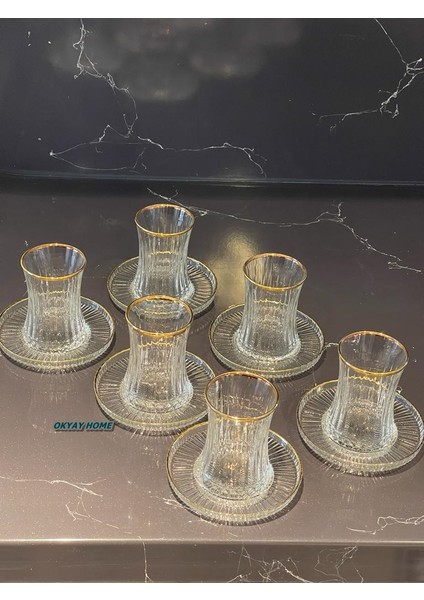 12 Parça Elysia Kesme Gerçek Yaldızlı Çay Seti Takımı , Hediyelik , Çeyizlik fiyatları