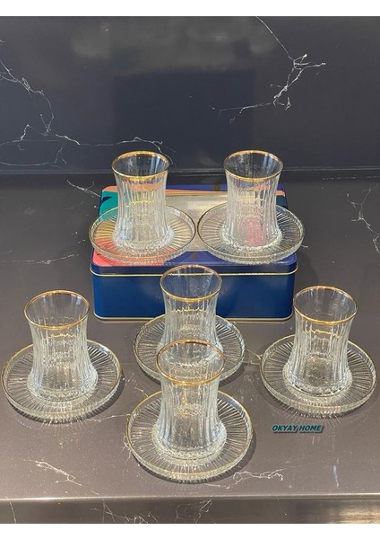 12 Parça Elysia Kesme Gerçek Yaldızlı Çay Seti Takımı , Hediyelik , Çeyizlik modelleri
