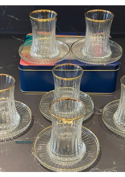 12 Parça Elysia Kesme Gerçek Yaldızlı Çay Seti Takımı , Hediyelik , Çeyizlik fırsatları