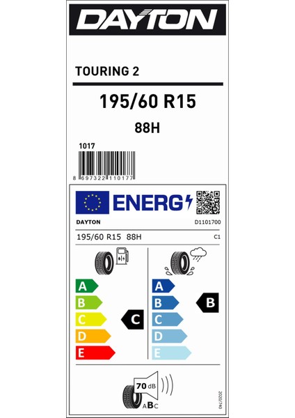 195/60 R15 88H Touring 2 Oto Yaz Lastiği (Üretim Yılı: 2024)