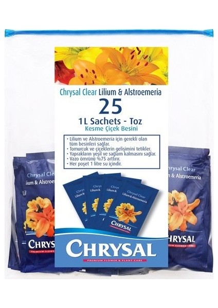 Clear Lilium & Alstroemeria Sachet (Toz) '25'lik Paket'