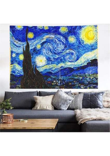 Mavi Van Gogh The Starry Night Duvar Halısı