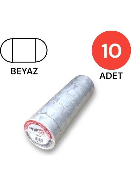 Izole Bant Elektrik Bandı Beyaz 10 Adet