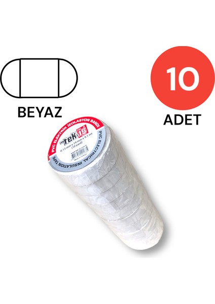 Izole Bant Elektrik Bandı Beyaz 10 Adet