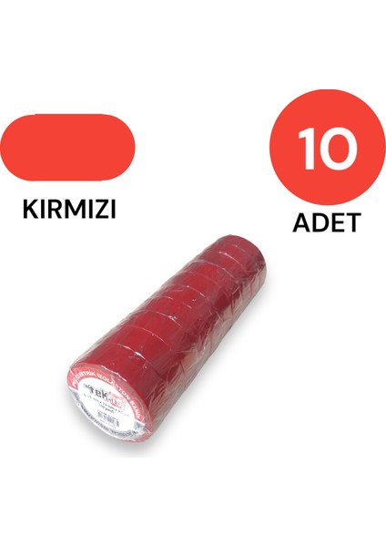 Izole Bant Elektrik Bandı Kırmızı 10 Adet