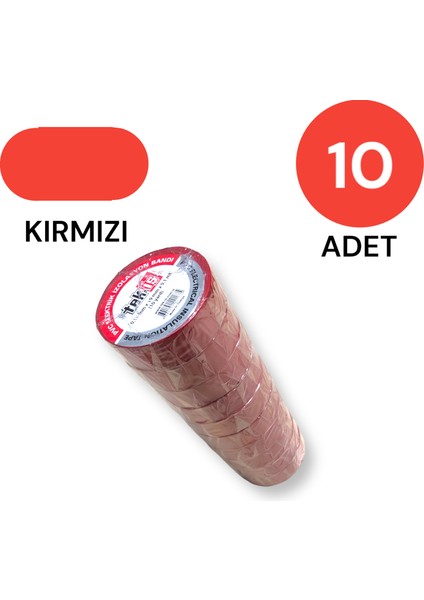 Izole Bant Elektrik Bandı Kırmızı 10 Adet